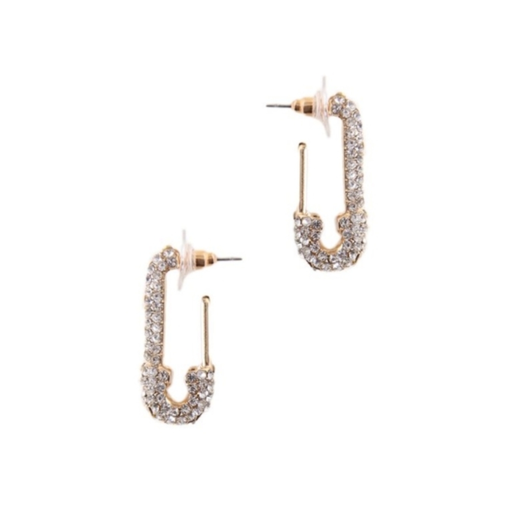 Rhinestone Safety Pin Earrings